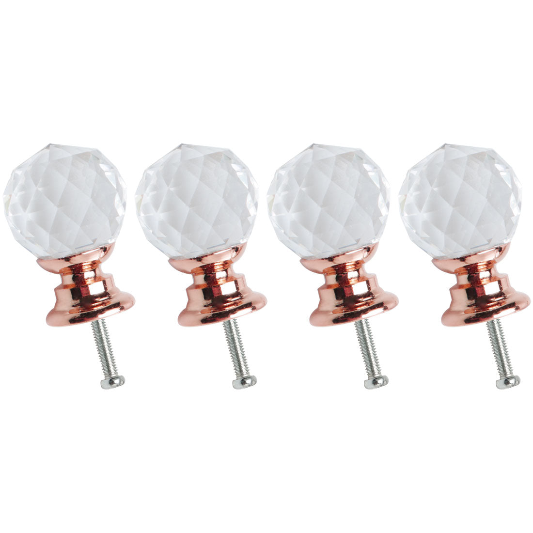 uxcell Uxcell Crystal Knobs Drawer Pull Handle Cupboard Cabinet Rose Gold Color 20mm Dia 4pcs