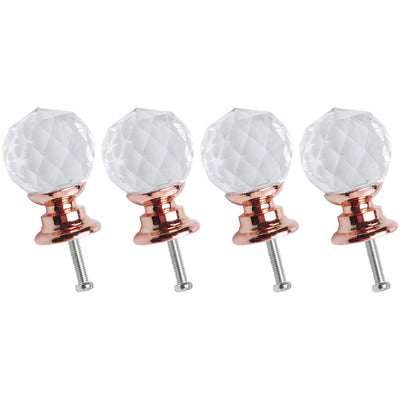 Harfington Uxcell Crystal Knobs Drawer Pull Handle Cupboard Cabinet Rose Gold Color 20mm Dia 4pcs