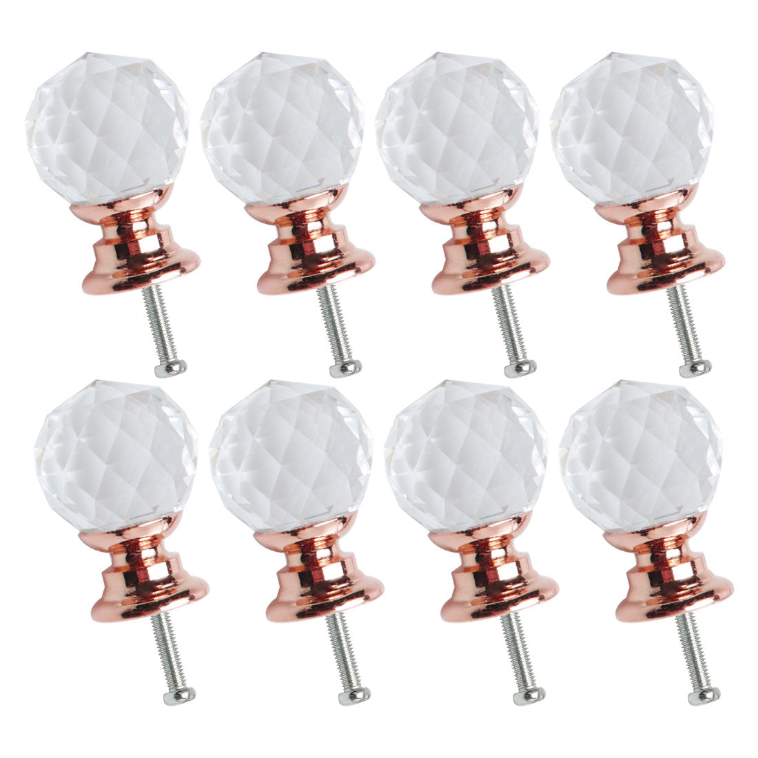 uxcell Uxcell Crystal Knobs Drawer Pull Handle Cupboard Cabinet Rose Gold Color 20mm Dia 8pcs