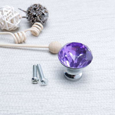 Harfington Uxcell Crystal Knob Drawer Pull Handle Knob Cupboard Dresser Decorative 6pcs Purple