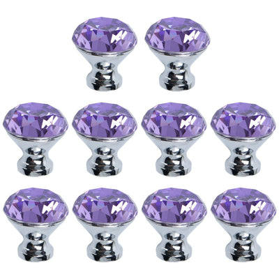 Harfington Uxcell Crystal Knob Drawer Pull Handle Knob Cupboard Dresser Decorative 10pcs Purple