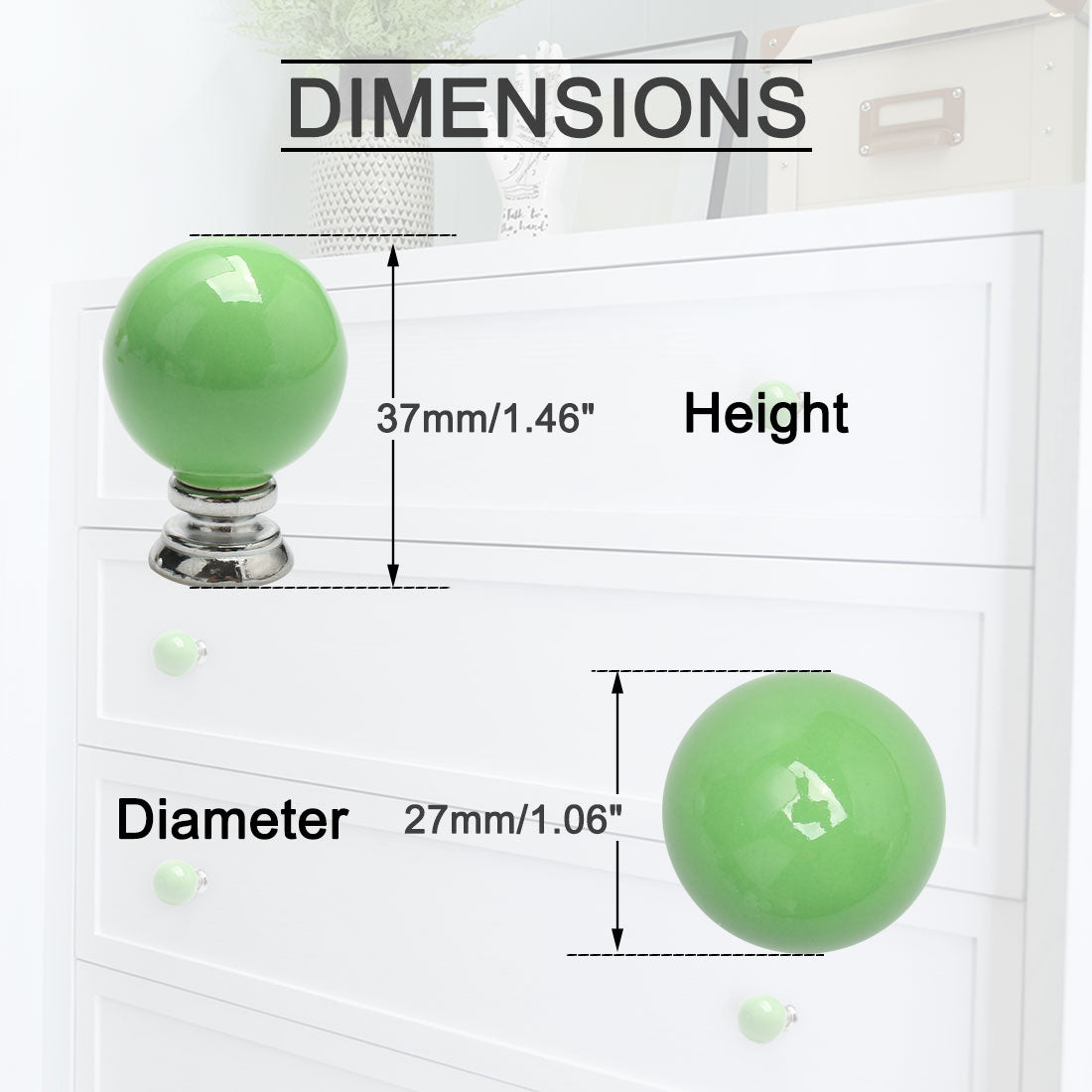 uxcell Uxcell Ceramic Knobs Drawer Round Shape Handle Cupboard Wardrobe Dresser Green 8pcs