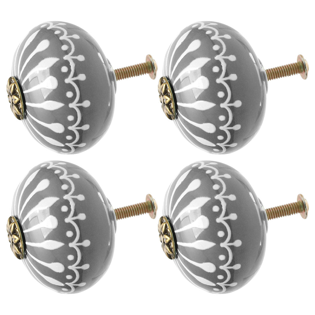 uxcell Uxcell Ceramic Knobs Drawer Round Handle for Cupboard Wardrobe Replacement Grey 4pcs