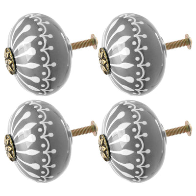 Harfington Uxcell Ceramic Knobs Drawer Round Handle for Cupboard Wardrobe Replacement Grey 4pcs