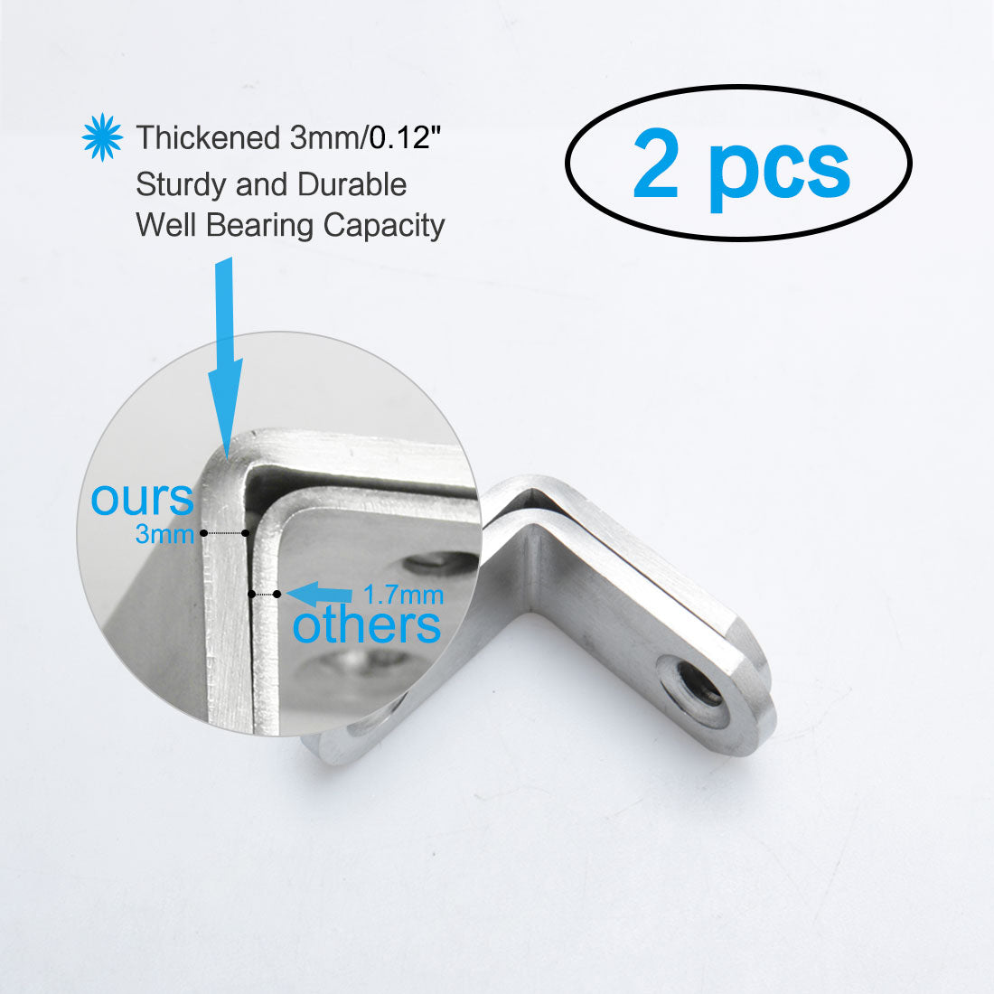 uxcell Uxcell Angle Bracket Stainless Steel Brace Fastener Support w Screws 30 x 30mm, 2pcs