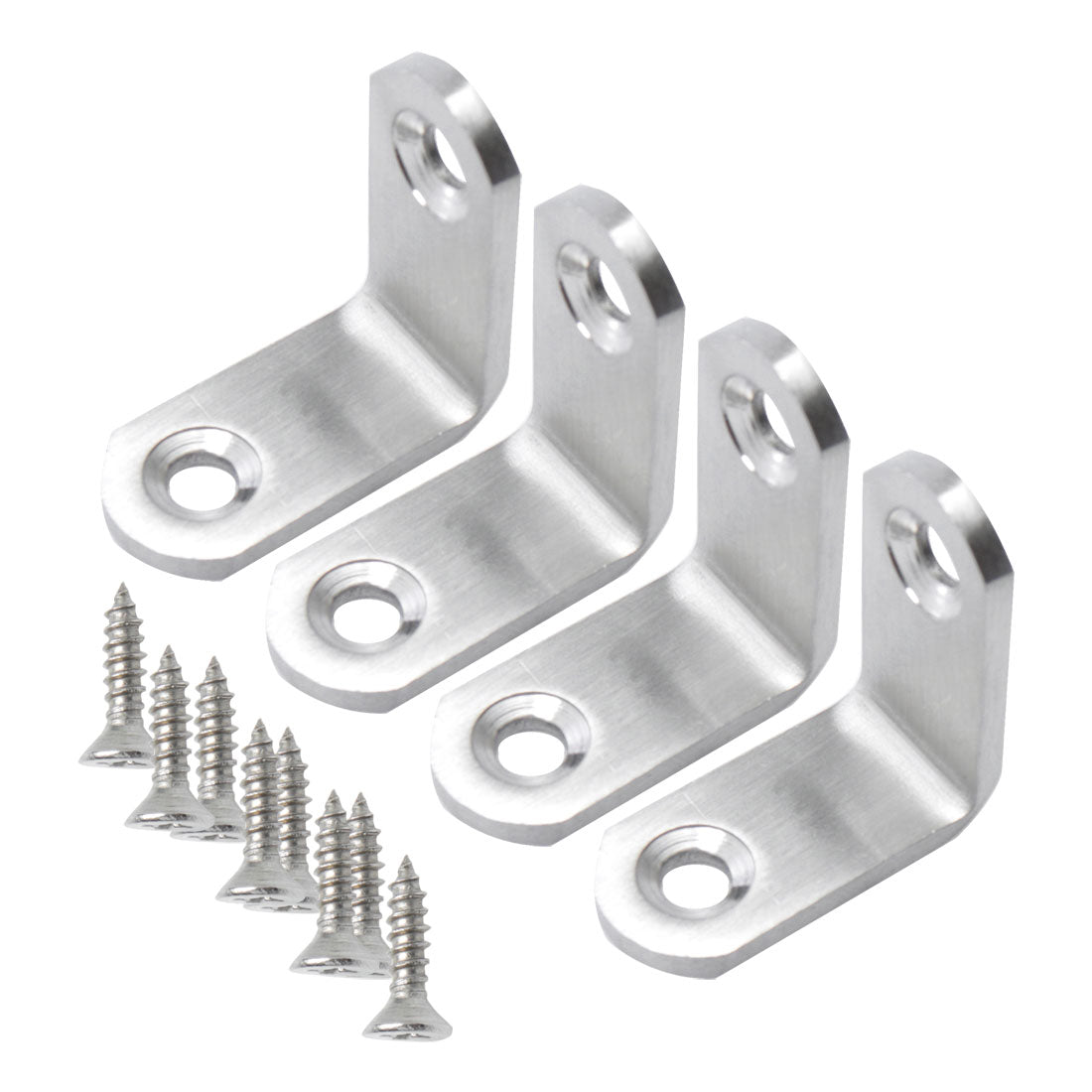 uxcell Uxcell Angle Bracket Stainless Steel Brace Fastener Support w Screws 30 x 30mm, 4pcs