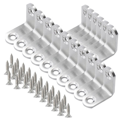 Harfington Uxcell Angle Bracket Stainless Steel Brace Fastener Support w Screws 30 x 30mm, 16pcs
