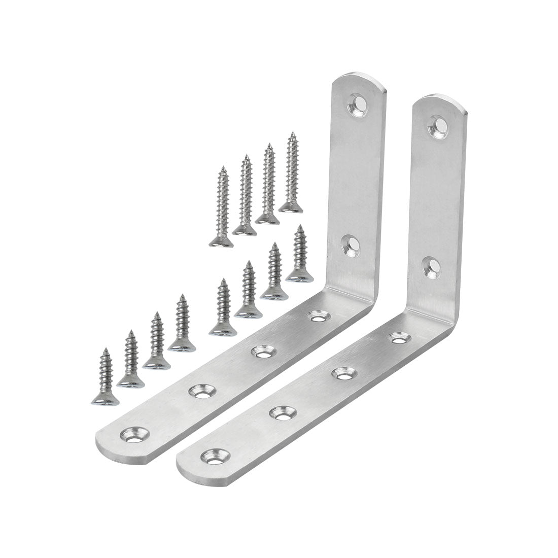 uxcell Uxcell Angle Brackets Stainless Steel Brace Fastener Support w Screws 150 x 100mm, 2pcs