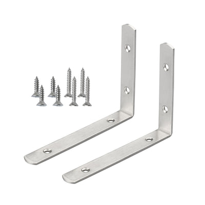 Harfington Uxcell Angle Bracket Stainless Steel Brace Fastener Support w Screws 150 x 110mm, 2pcs