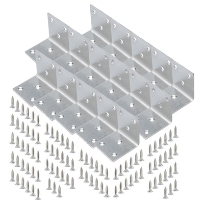 Harfington Uxcell Angle Bracket Stainless Steel Brace Connection Fastener w Screw 50x50mm, 16pcs