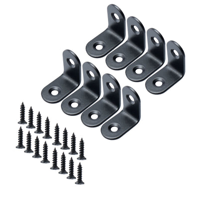 Harfington Uxcell Angle Brackets Stainless Steel Coner Connection Fasten w Screw 25x25mm, 8pcs