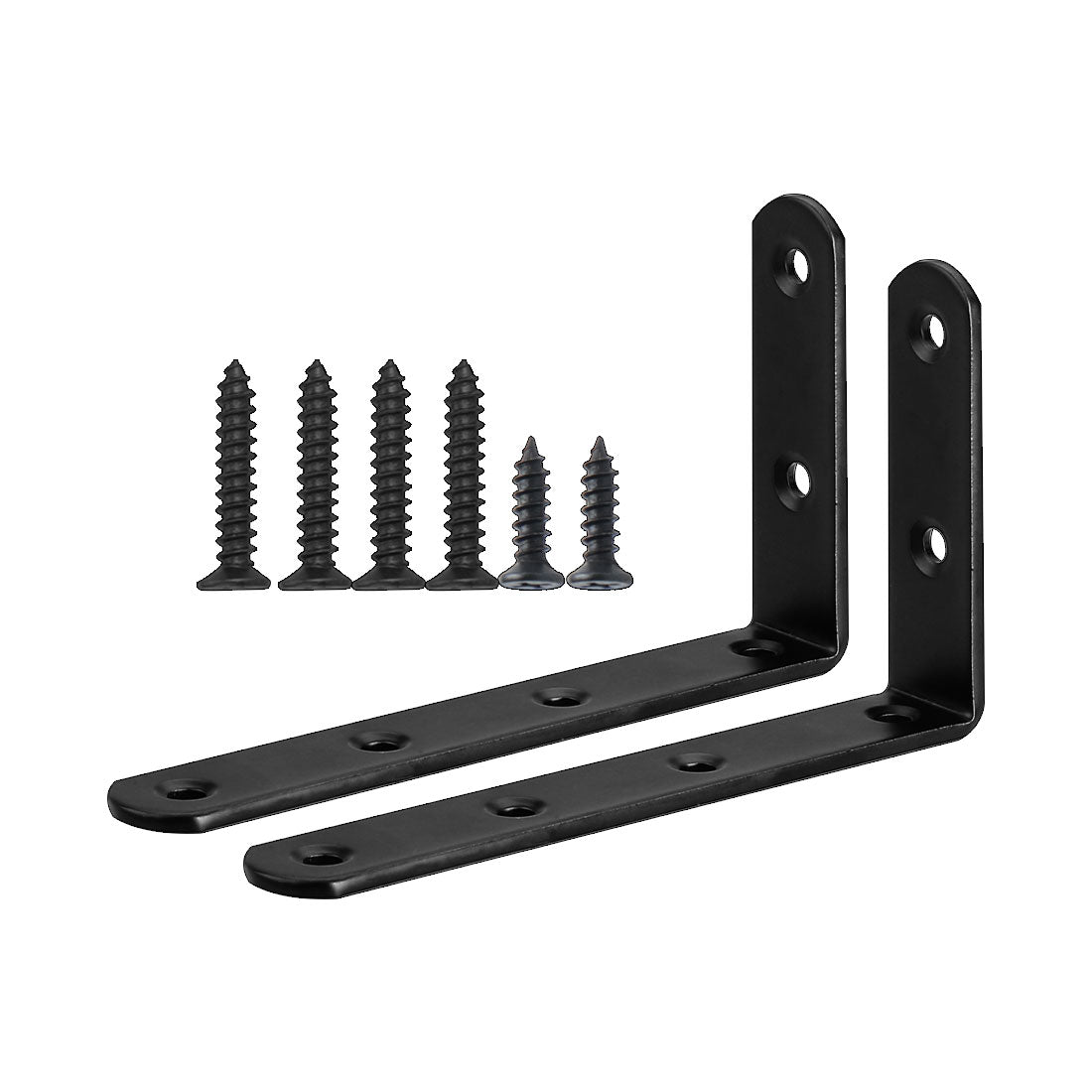 uxcell Uxcell Angle Brackets Stainless Steel Brace Fastener w Screws 125 x 75mm, 2pcs Black
