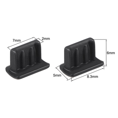 Harfington Uxcell Silicone Mini USB Anti-Dust Stopper Cap Cover Black 10pcs