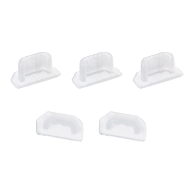 Harfington Uxcell Silicone Micro USB Anti-Dust Stopper Cap Cover Clear 5pcs
