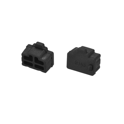 Harfington Uxcell Silicone Ethernet Hub Port RJ45 Anti-Dust Stopper Cap Cover Black 20pcs