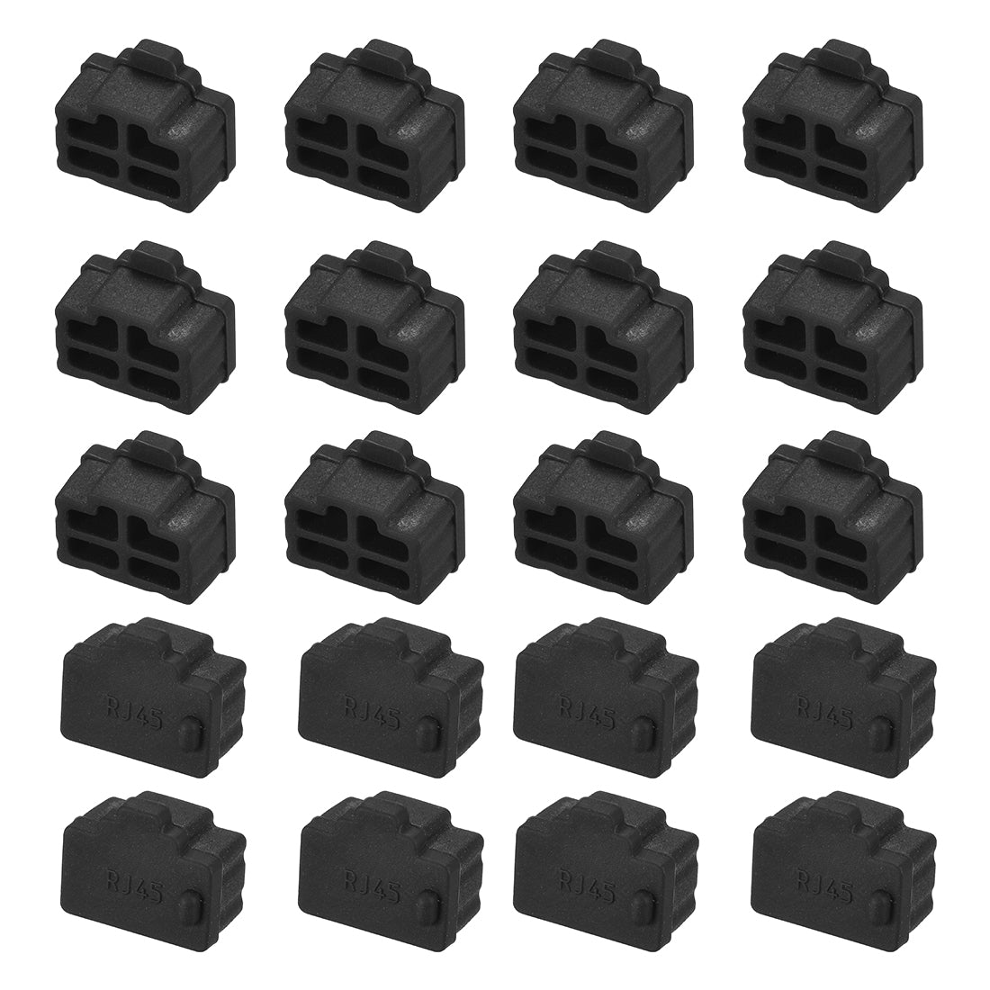 uxcell Uxcell Silicone Ethernet Hub Port RJ45 Anti-Dust Stopper Cap Cover Black 20pcs