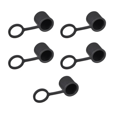 Harfington Uxcell Silicone BNC-B Anti-Dust Stopper Cap Cover for Female Jack Black 5pcs