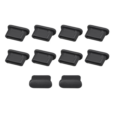 Harfington Uxcell Silicone Type C Anti-Dust Stopper Cap Cover Black 10pcs