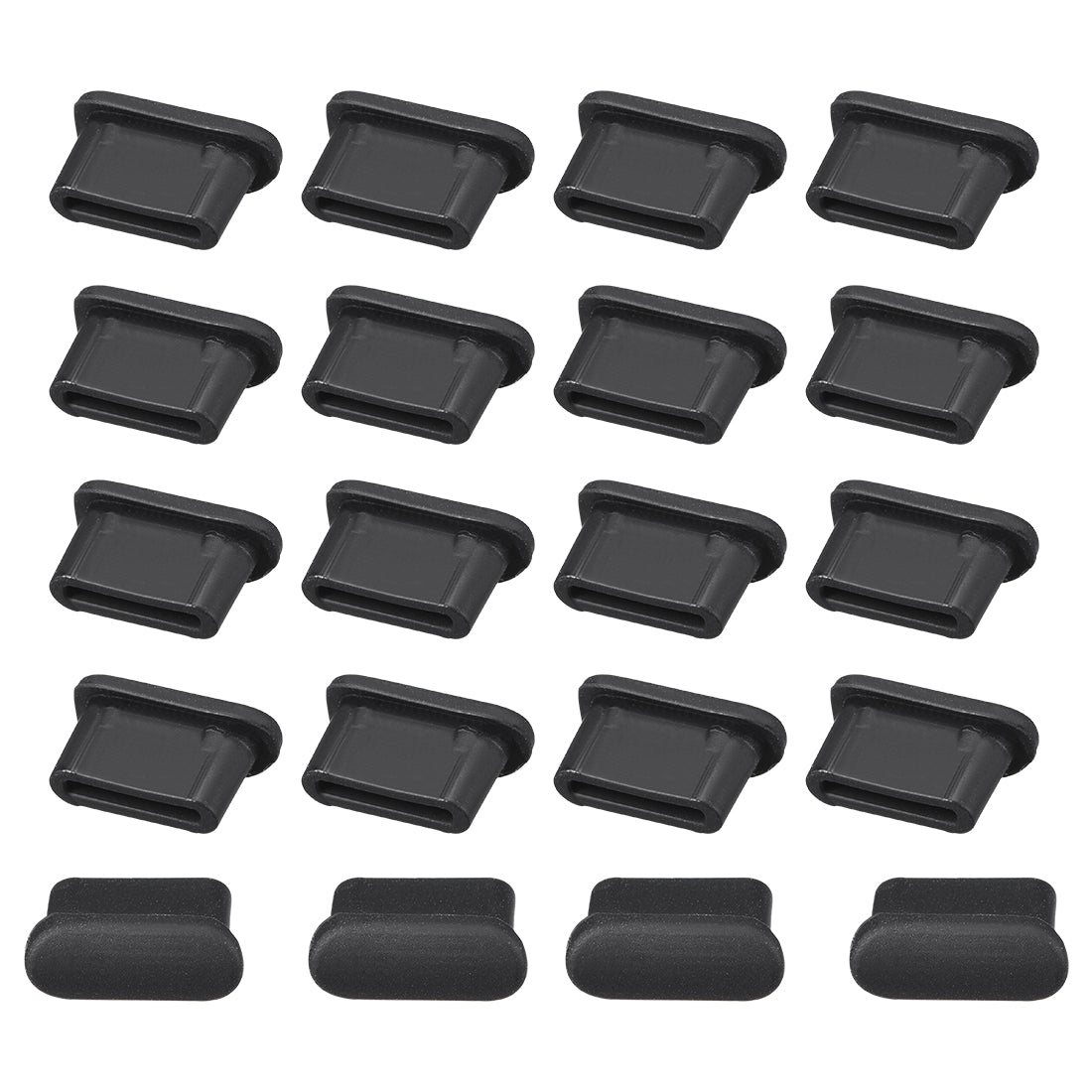 uxcell Uxcell Silicone Type C Anti-Dust Stopper Cap Cover Black 20pcs