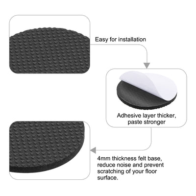Harfington Uxcell Furniture Pads Adhesive EVA Pads 60mm Dia 4mm Thick Round Black 28Pcs