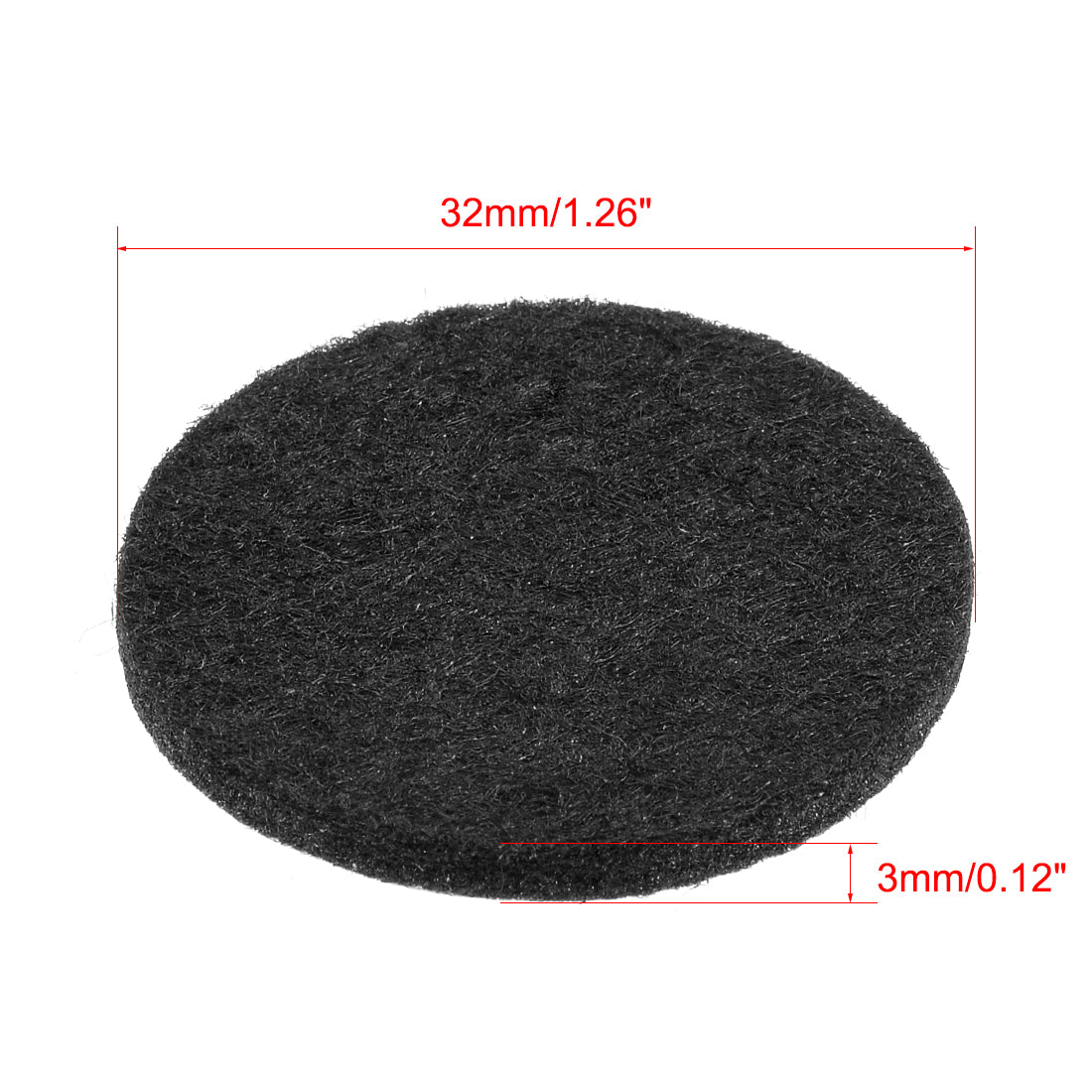 uxcell Uxcell Furniture Pads Adhesive Felt Pads 32mm Diameter 3mm Thick Round Black 48Pcs
