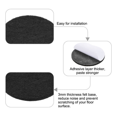 Harfington Uxcell Furniture Pads Adhesive Felt Pads 50mm Diameter 3mm Thick Round Black 12Pcs