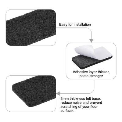 Harfington Uxcell Furniture Pads 40mm x 20mm Adhesive Felt Pads 3mm Thick Black 8Pcs