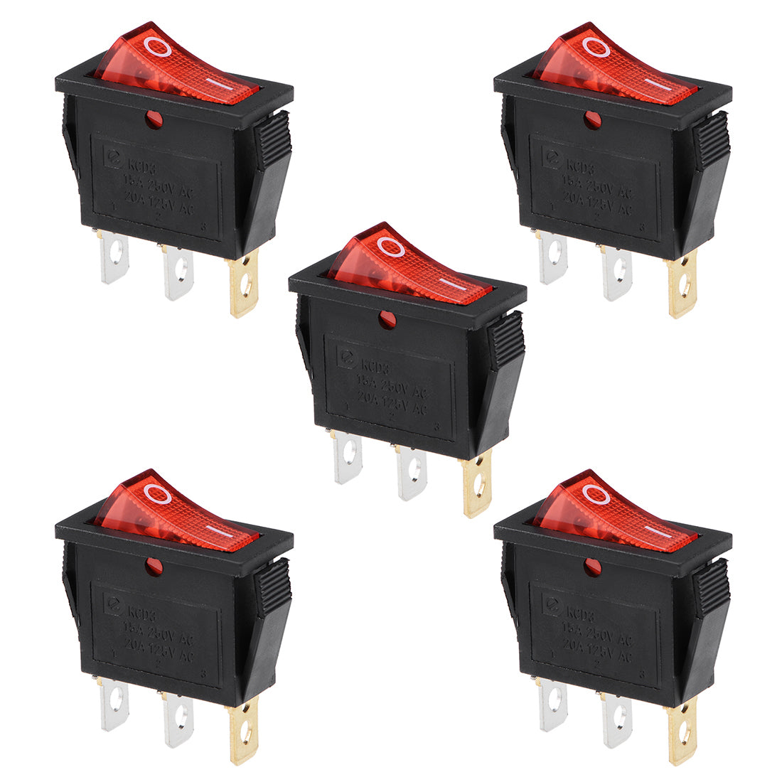 uxcell Uxcell Boat Rocker Switch Red LED Light DC 12/24V Toggle Switch for Boat Car Marine ON/OFF AC 250V/15A 125V/20A SPST 5pcs