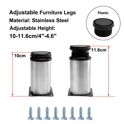 Harfington Uxcell Furniture Legs Stainless Steel Sofa Bench Adjustable Feet Replacement 5pcs