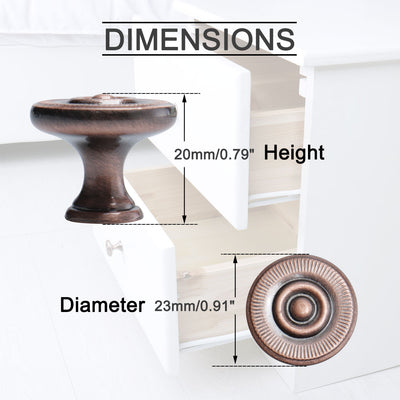 Harfington Uxcell Zinc Alloy Knobs Round Drawer Handle Cabinet Accessory 23mm, Copper Tone 10pcs
