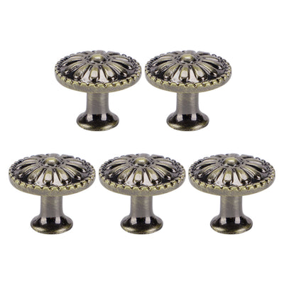 Harfington Uxcell Drawer Knobs Metal Round Pull Handle for Dresser Cabinet 24mm Bronze Tone, 5pcs