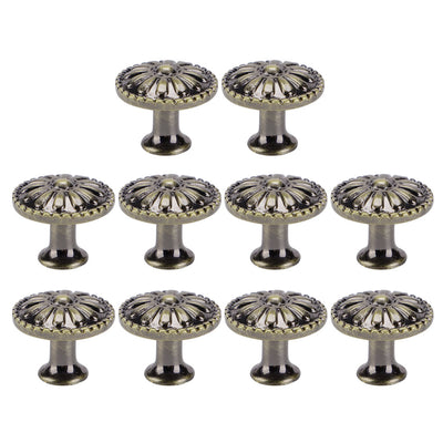 Harfington Uxcell Drawer Knobs Metal Round Pull Handle for Dresser Cabinet 24mm Bronze Tone, 10pcs