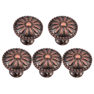 Harfington Uxcell Drawer Knobs Metal Round Pull Handle for Dresser Cabinet 24mm Copper, 5pcs