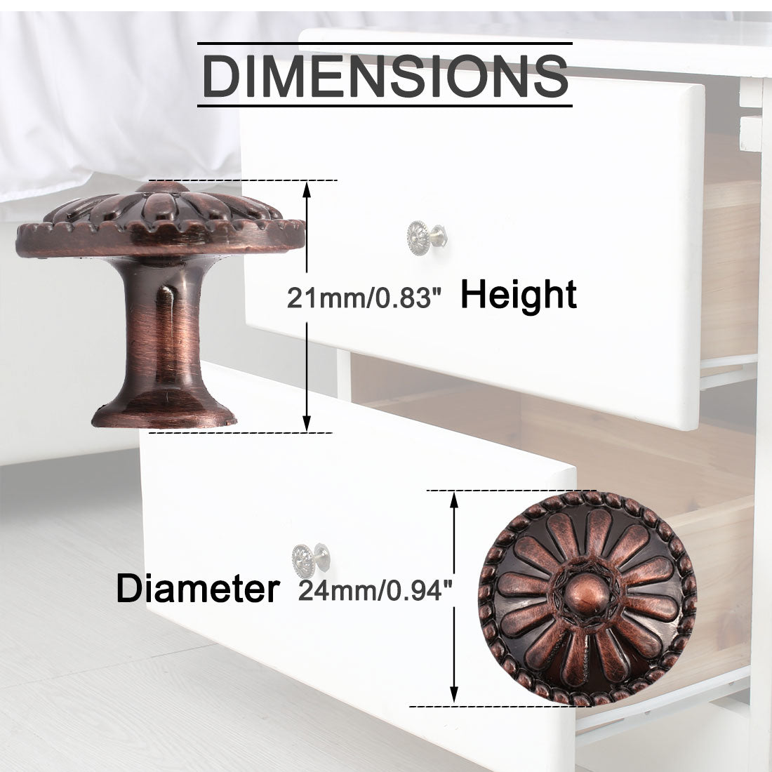 uxcell Uxcell Drawer Knobs Metal Round Pull Handle for Door Dresser Cabinet 24mm Copper, 10pcs