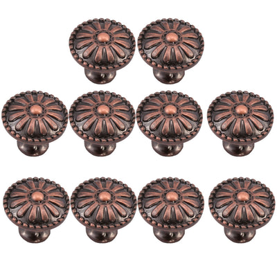 Harfington Uxcell Drawer Knobs Metal Round Pull Handle for Door Dresser Cabinet 24mm Copper, 10pcs