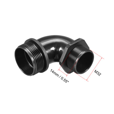 Harfington Uxcell M32 Cable Gland , 90 Degree Waterproof IP68 Nylon Joint Adjustable Locknut for 18mm-25mm Dia Cable Wire , 2 Pcs