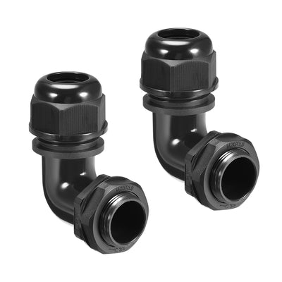 Harfington Uxcell M25 Cable Gland , 90 Degree Waterproof IP68 Nylon Joint Adjustable Locknut for 13mm-18mm Dia Cable Wire , 2 Pcs