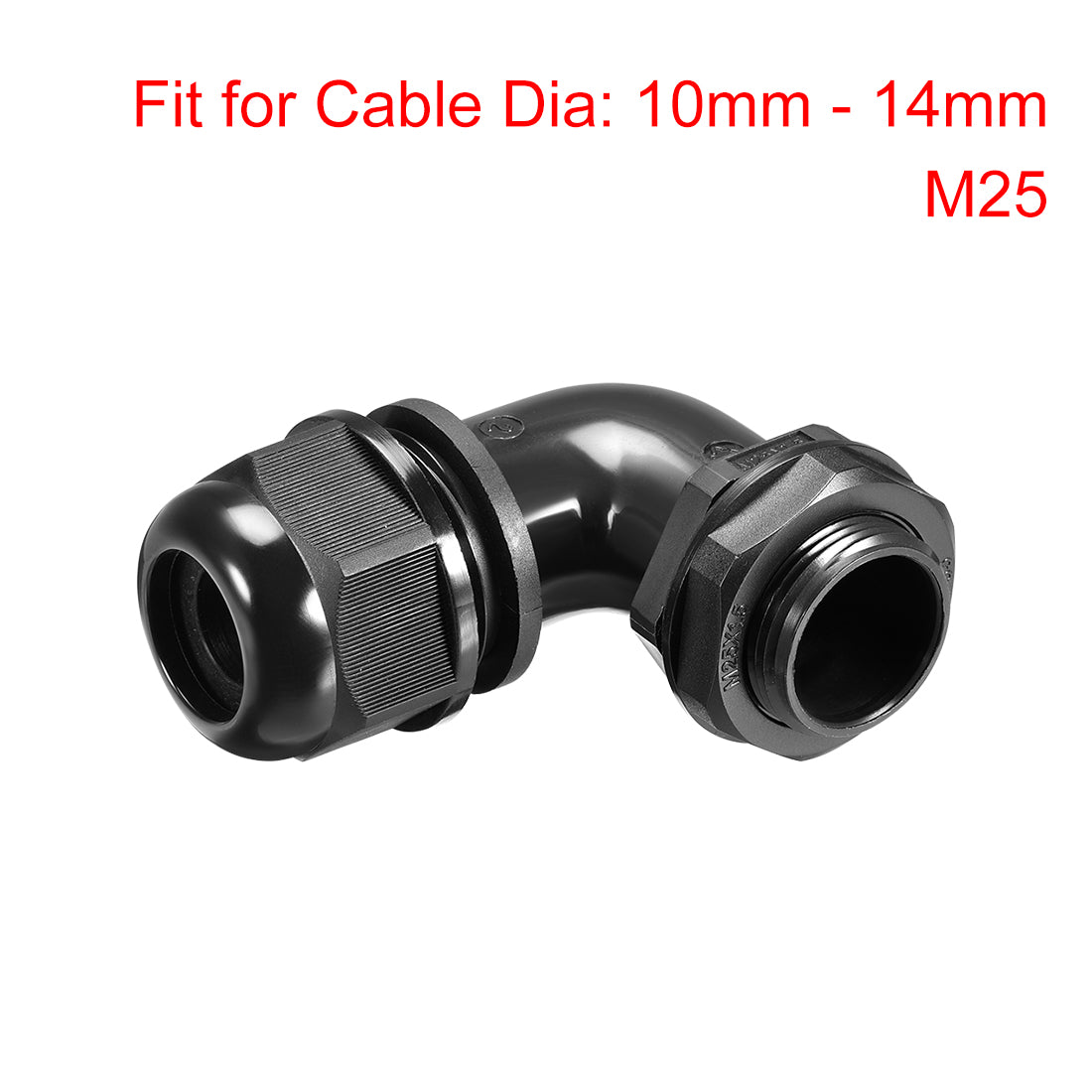 uxcell Uxcell M25 Cable Gland , 90 Degree Waterproof IP68 Nylon Joint Adjustable Locknut for 10mm-14mm Dia Cable Wire