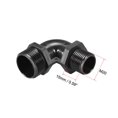 Harfington Uxcell M20 Cable Gland , 90 Degree Waterproof IP68 Nylon Joint Adjustable Locknut for 6mm-11mm Dia Cable Wire , 2 Pcs