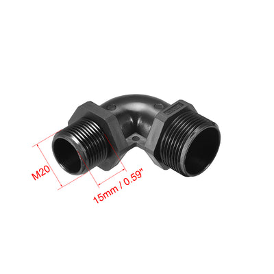 Harfington Uxcell M20 Cable Gland 90 Degree Waterproof IP68 Nylon Joint Adjustable Locknut with Strain Relief for 9mm-14mm Dia Cable Wire