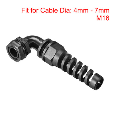Harfington Uxcell M16 Cable Gland 90 Degree Waterproof IP68 Nylon Joint Adjustable Locknut with Strain Relief for 4mm-7mm Dia Cable Wire