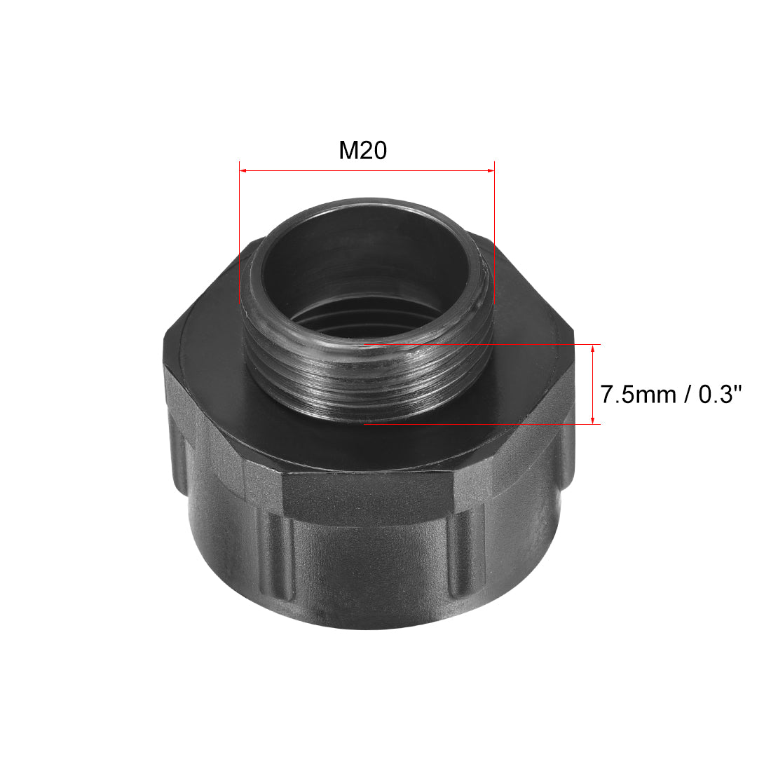 Uxcell Uxcell Threaded Bushings Nylon Connector Adaptor M20 Outer Thread to M25 Inner Thread Black
