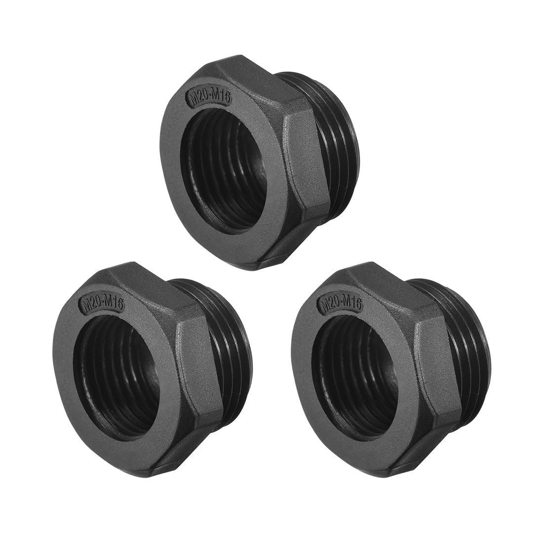 uxcell Uxcell Threaded Reducing Bushings Nylon Connector Adaptor M20 Male Thread to M16 Female Thread Black , 3 Pcs