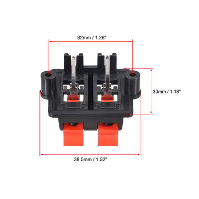 Harfington Uxcell 2 Row 4 Way Spring Speaker Terminal Clip Push Release Connector Audio Cable Terminals Strip Block WP4-03 3Pcs