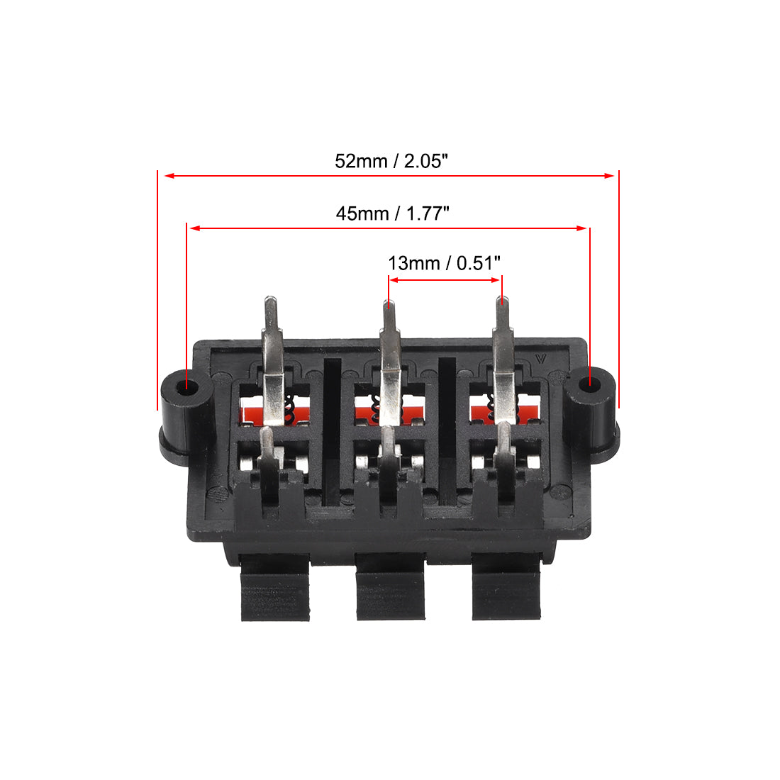 uxcell Uxcell 2 Row 6 Way Spring Speaker Terminal Clip Push Release Connector Audio Cable Terminals Strip Block WP6-03