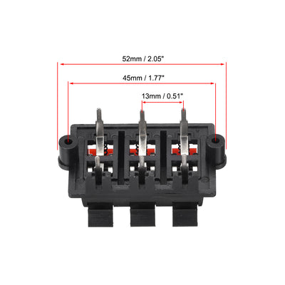Harfington Uxcell 2 Row 6 Way Spring Speaker Terminal Clip Push Release Connector Audio Cable Terminals Strip Block WP6-03