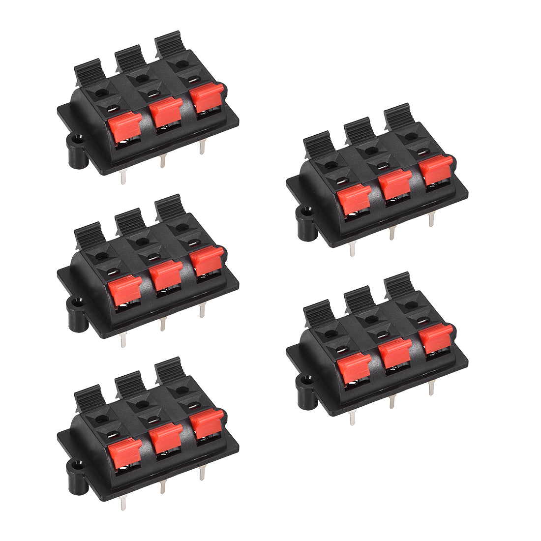 Uxcell Uxcell 2 Row 8 Way Spring Speaker Terminal Clip Push Release Connector Audio Cable Terminals Strip Block WP8-03 5Pcs