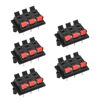 Harfington Uxcell 2 Row 6 Way Spring Speaker Terminal Clip Push Release Connector Audio Cable Terminals Strip Block WP6-03 5Pcs