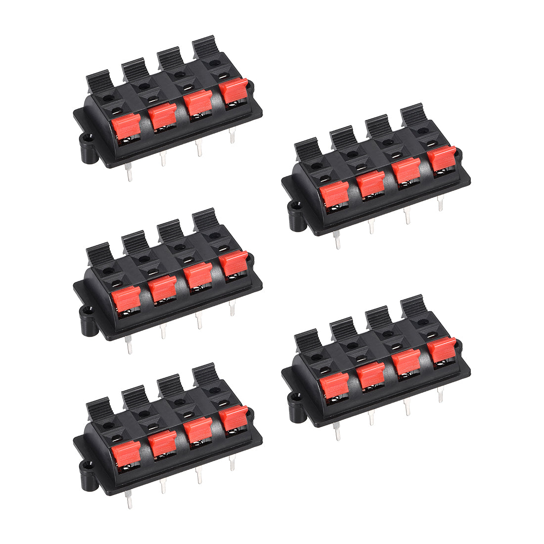uxcell Uxcell 2 Row 8 Way Spring Speaker Terminal Clip Push Release Connector Audio Cable Terminals Strip Block WP8-03 5Pcs