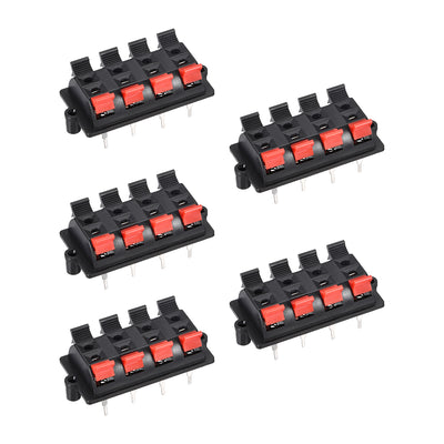 Harfington Uxcell 2 Row 8 Way Spring Speaker Terminal Clip Push Release Connector Audio Cable Terminals Strip Block WP8-03 5Pcs